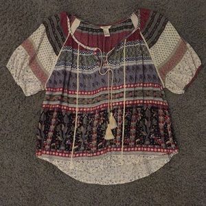Boho short sleeve top. Size small.